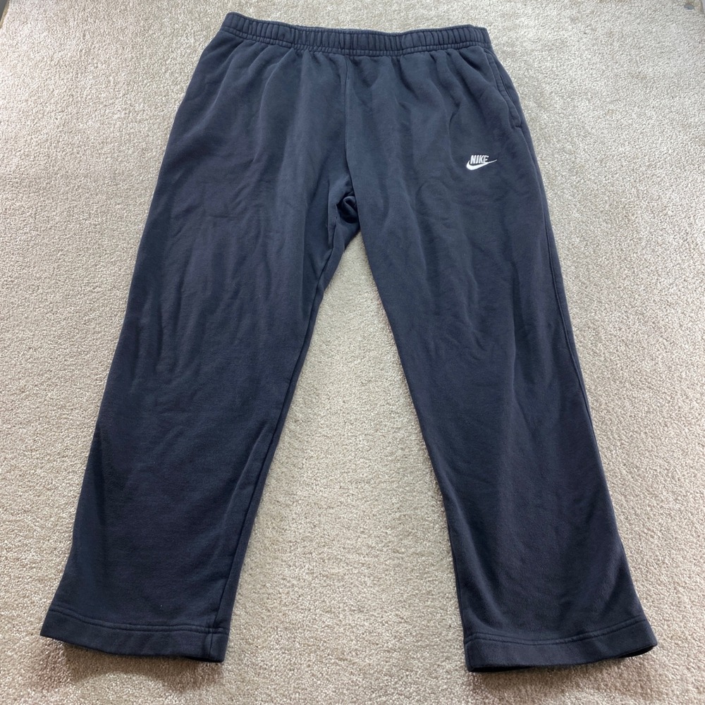Nike Sweatpants Mens 2XL Black Club Fleece Open Hem Joggers BV2707-010